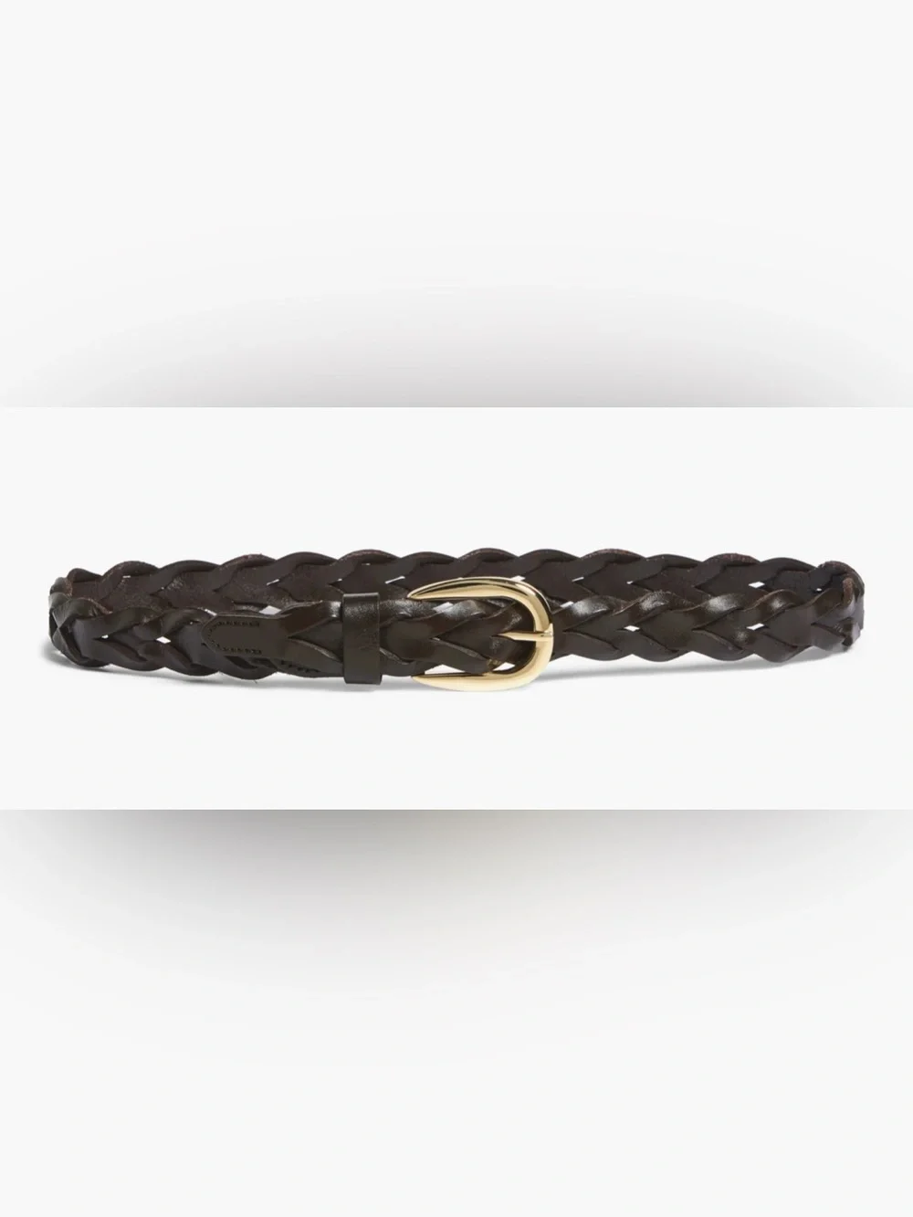 Madewell Dark Brown Braided Leather Belt with Gold Buckle